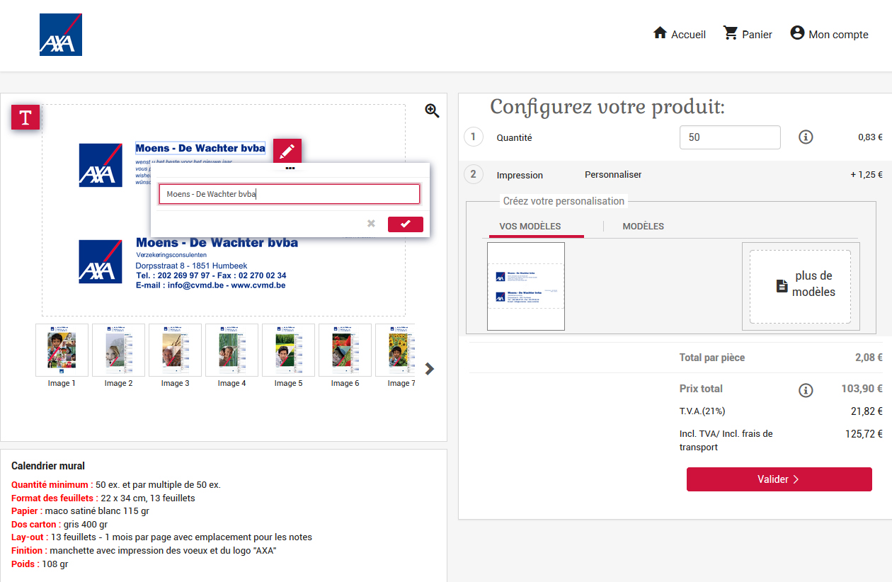 Webshop BtoB produits personnalisables